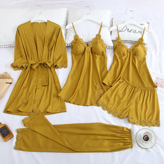 Condole belt ice silk pajamas