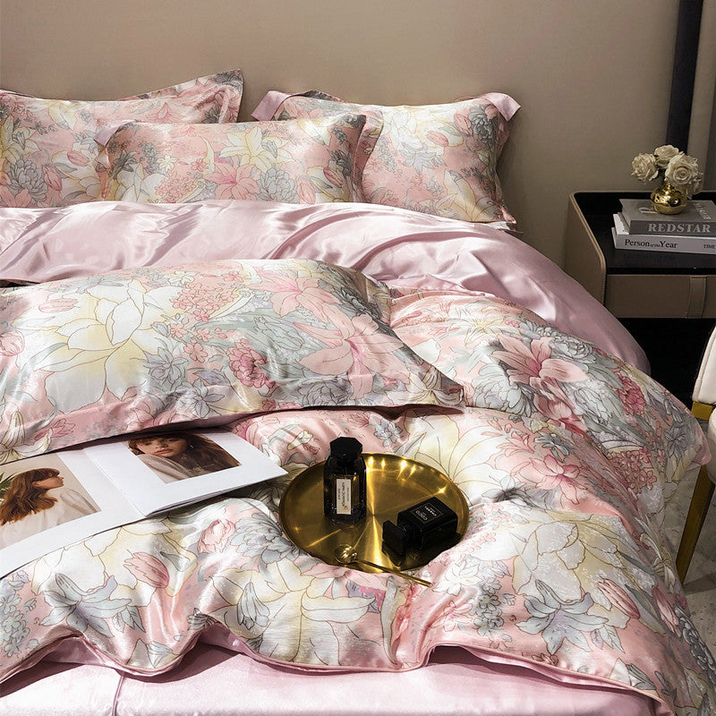 Bare Sleeping Silk Four-piece Set Silk Light Luxury Bedding