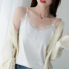 Eyelash Lace Camisole Women's Silk Satin Top