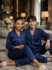 Ice Silk Summer Couple Pajamas Spring And Autumn