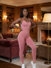 New Seamless Knitted Fitness Jumpsuit In Europe And America Sexy Sling High Elastic Tight Jumpsuit Yoga Suit For Women